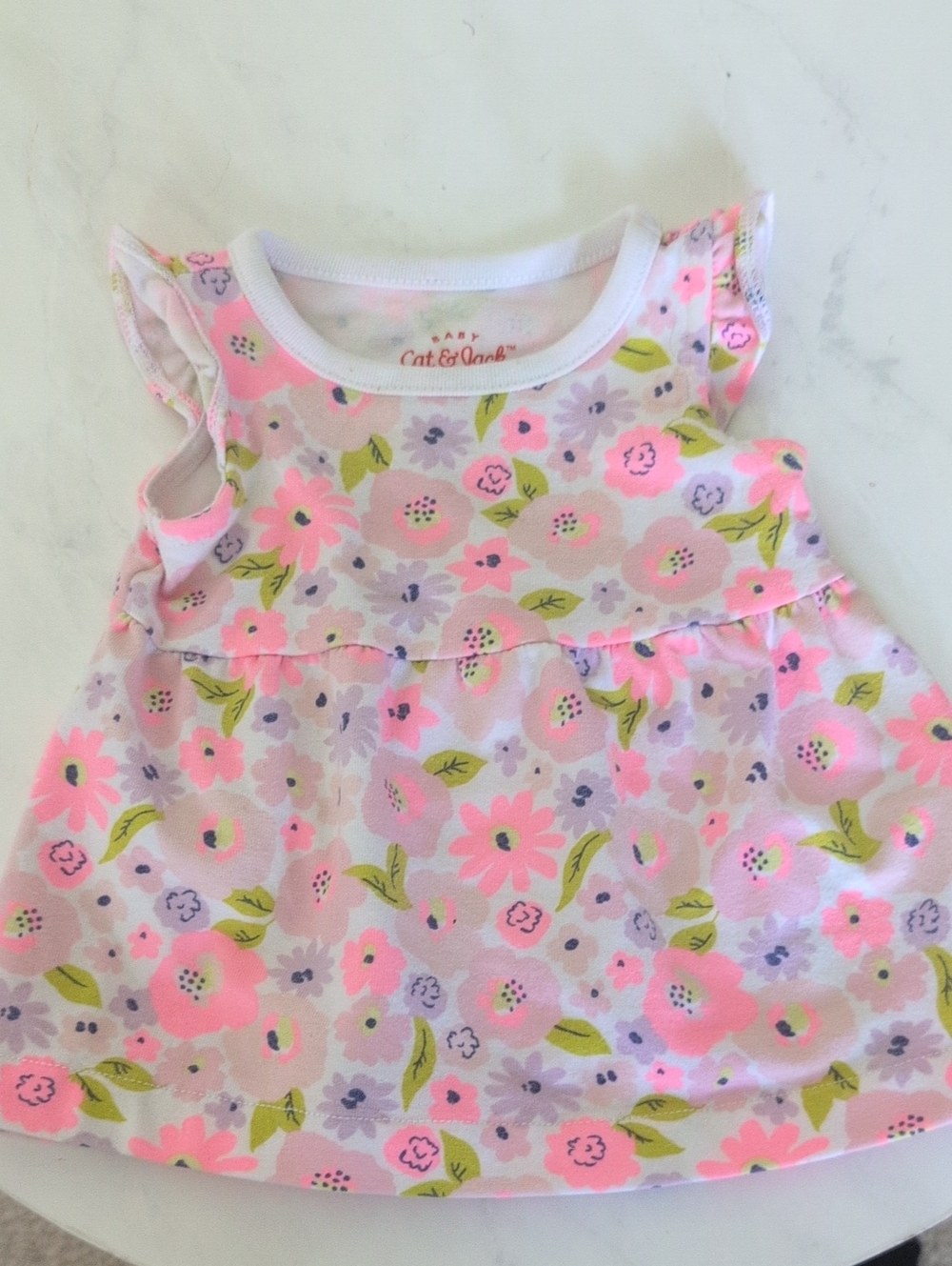 Cat & Jack Pink Floral Ruffle Sleeve Dress
